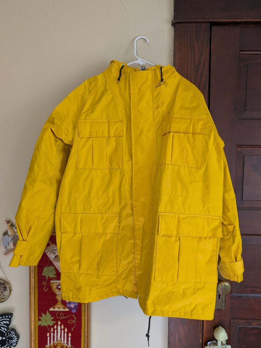 Vintage Wetskins Yellow Rain Coat Heavy Duty‎ 100% Nylon Made In USA XL